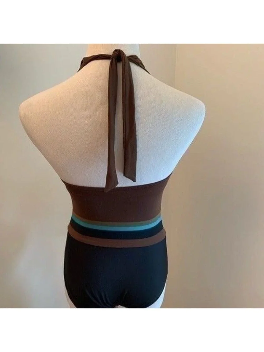 New DKNY One Piece Brown and Black Bathing Suit Sz S